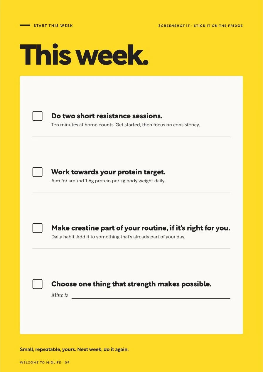 Guide page: a checklist of simple actions to try this week.